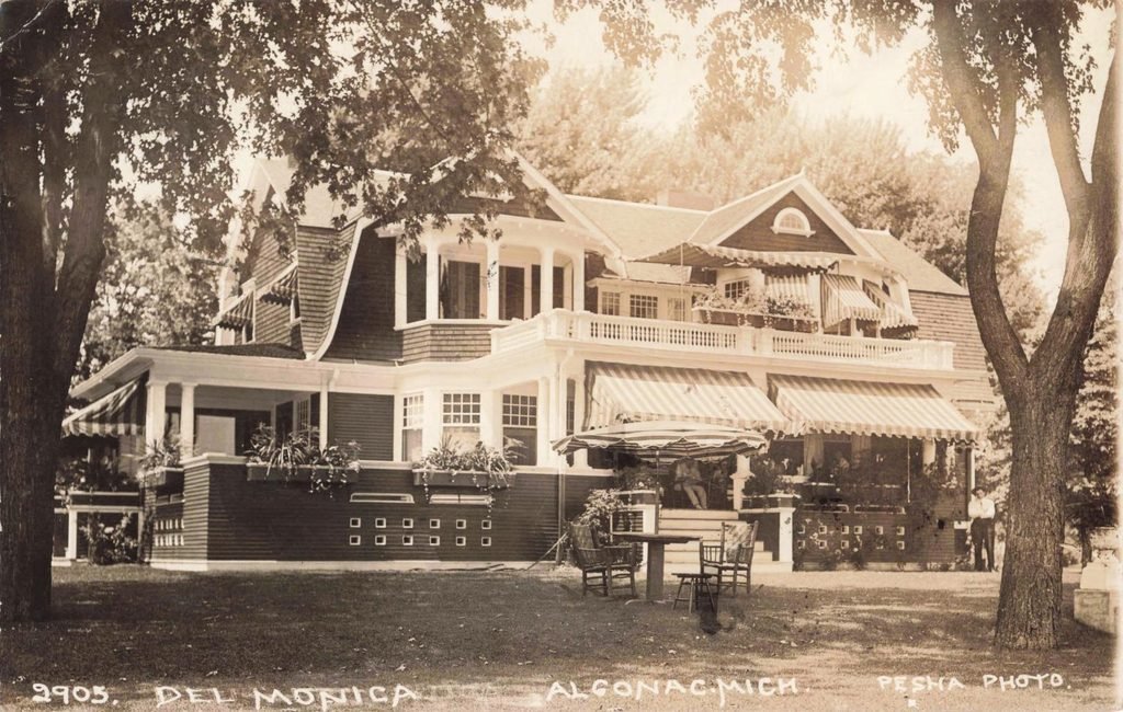 Historic house with porch and trees