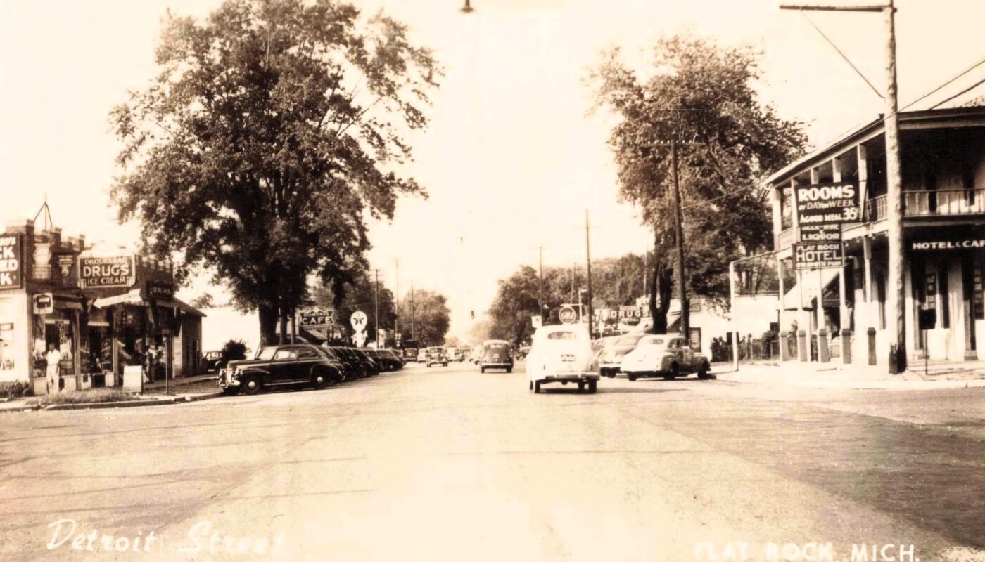Vintage street scene in Flat Rock