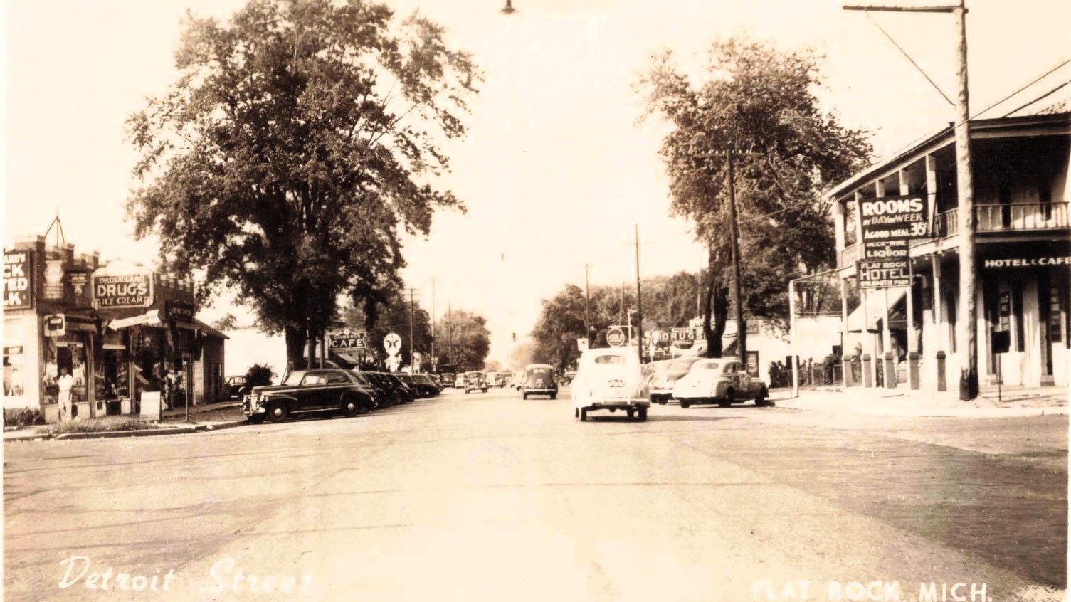 Vintage street scene in Flat Rock