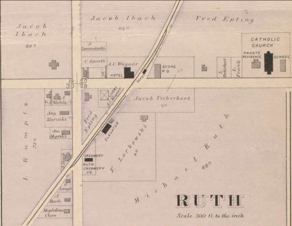 Historic map of Ruth, Michigan.