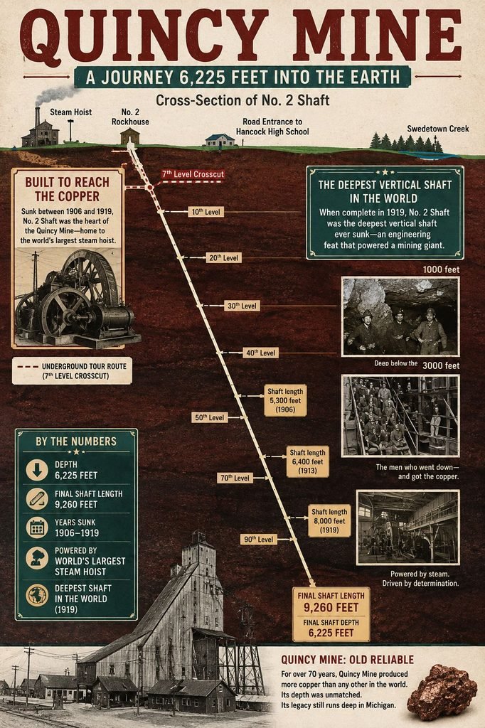 Infographic of the Quincy Mine