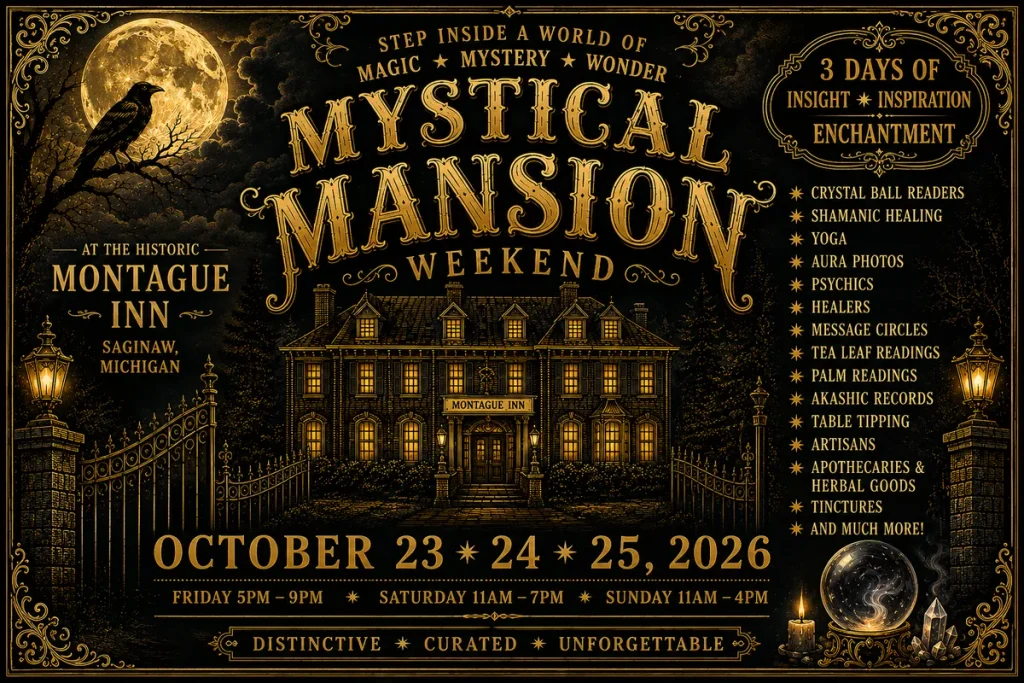 Event poster for Mystical Mansion Weekend