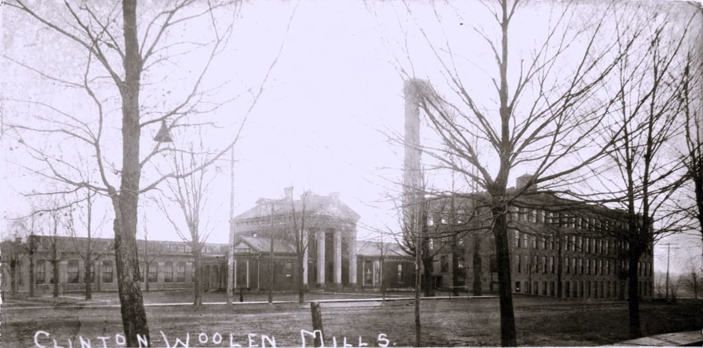 Historic woolen mill building exterior.