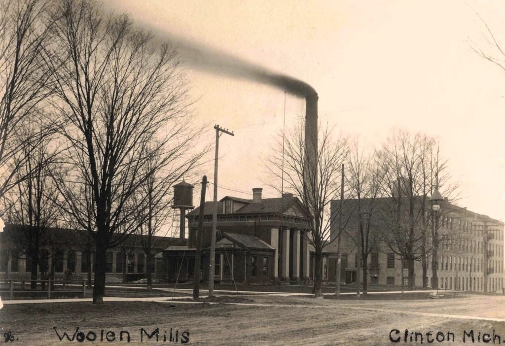 Historic woolen mills with smokestack
