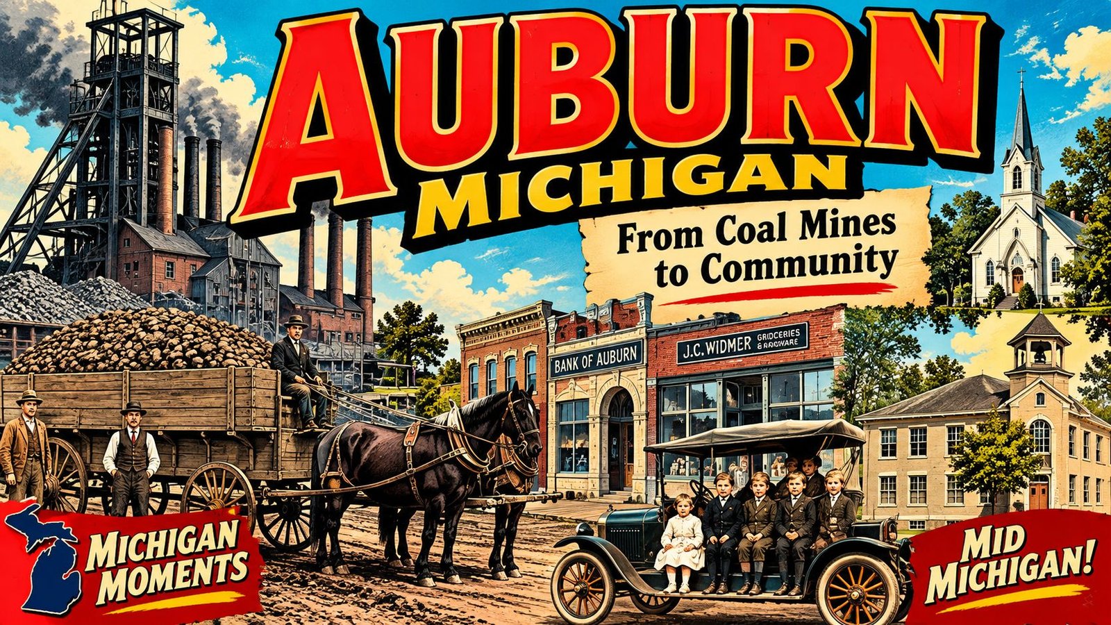Historic Auburn, Michigan community scene