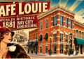 Historic cafe with vintage advertisement style