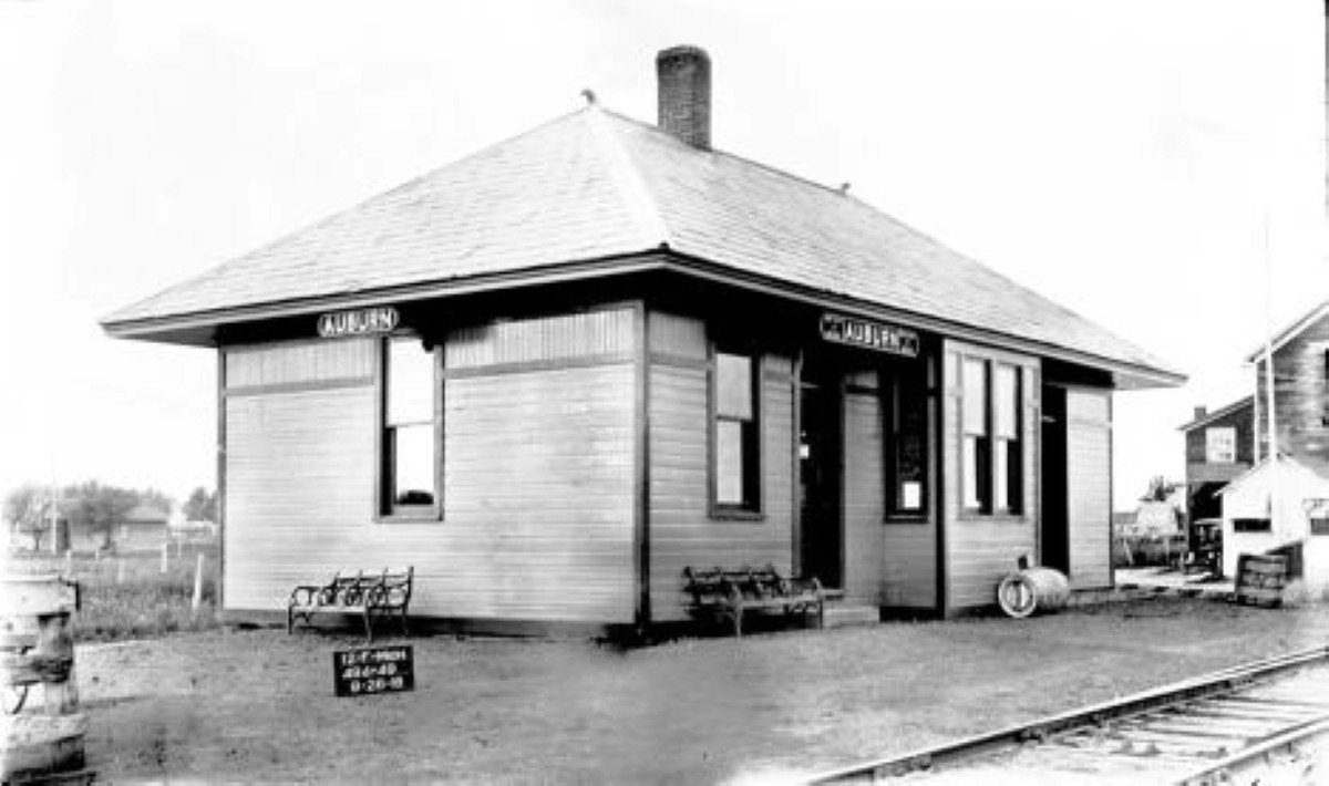 Historic train depot building in Auburn
