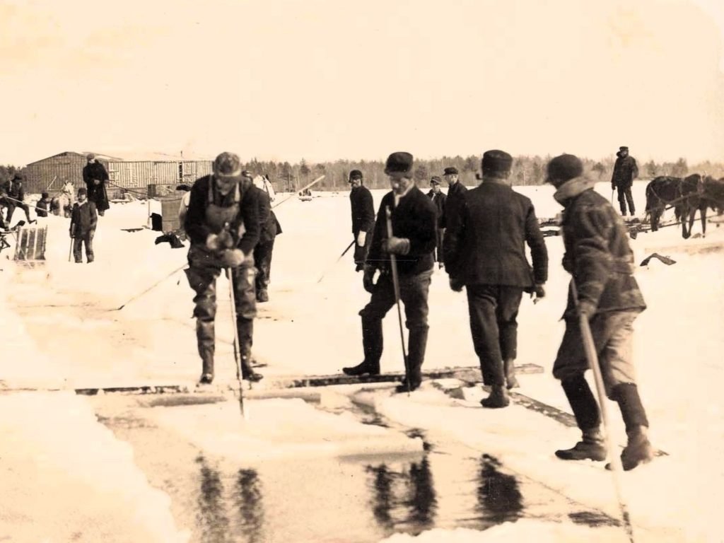 Ice harvesting was a critical activity and employed dozens of men in the winter months.