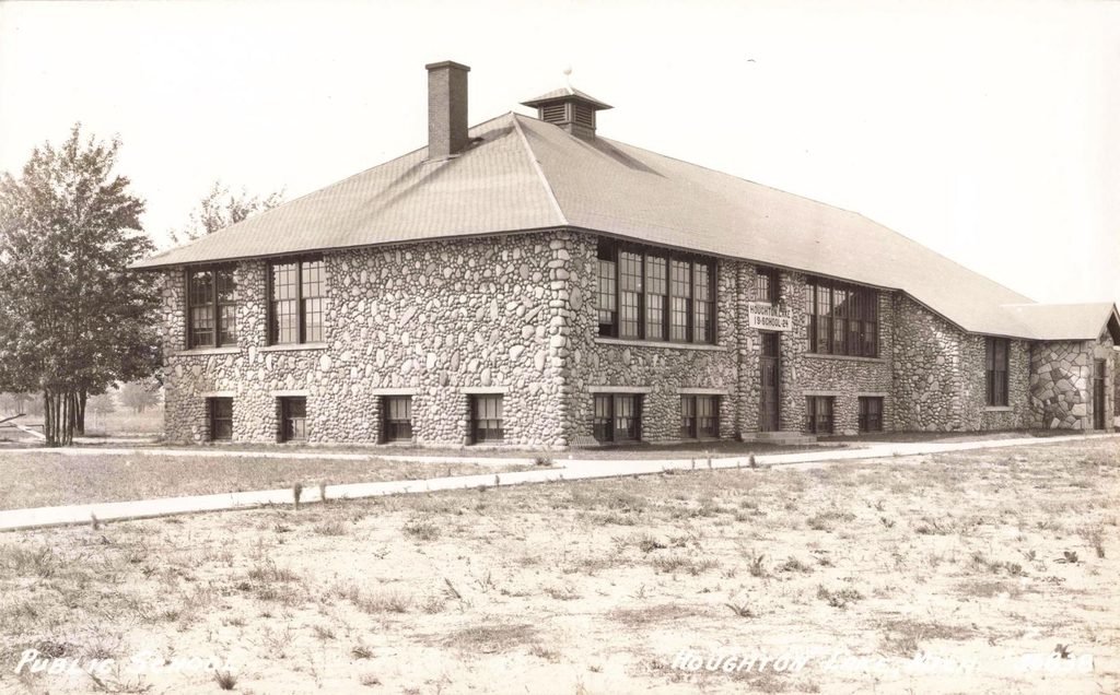 1920s Houghton Lake Village Michigan fieldstone school building